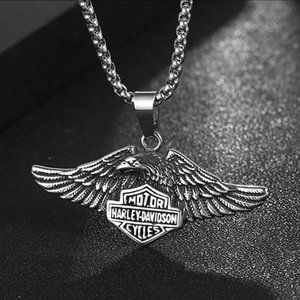 Biker Vintage 70's Silver Full Eagle Bar & Shield